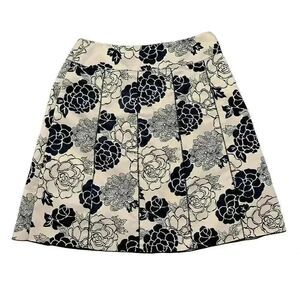 Notations Women's Ecru & Black Poly Floral A-Line Skirt